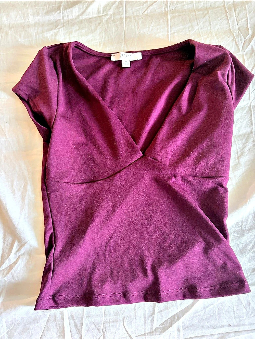 gaze Wrap Front Short Sleeve Top in Purple Size XS Like New